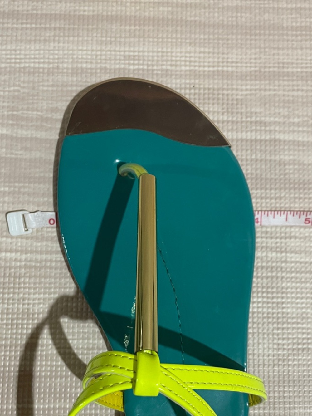 Qupid Neon Yellow and Teal Strappy Flat Sandals - Picture 8 of 8